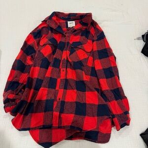 Aerie Red and navy Plaid flannel